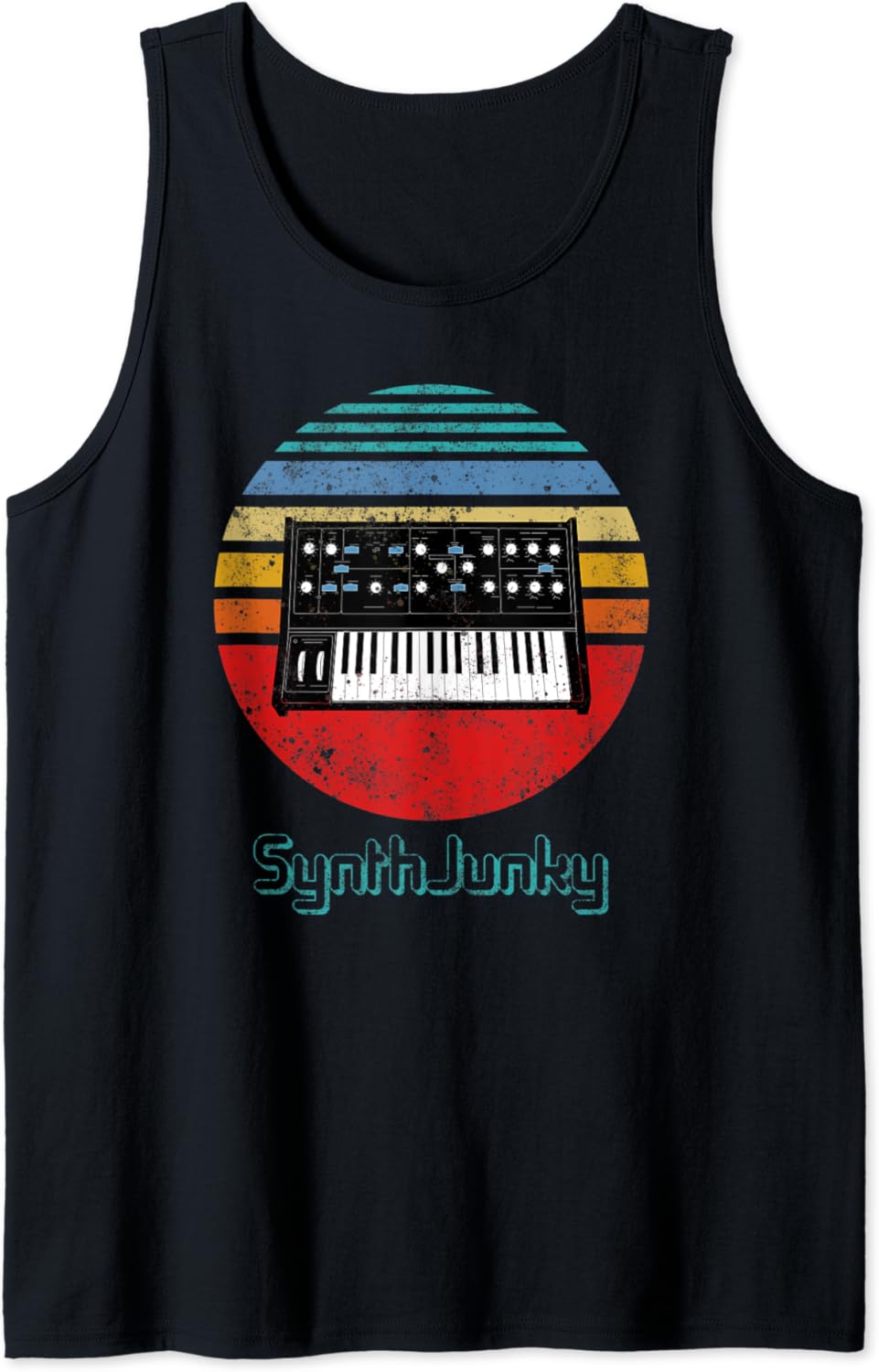 Retro Mono Synth Sunrise Synthwave Synth Junky Logo Tank
